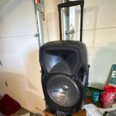 Portable Wireless PA Speaker w/ Telescoping Handle, Black Plastic, Beveled
