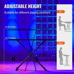 VEVOR Portable Expandable DJ Table w/ Double-X Braced Keyboard Stand Adjustable