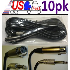 Lot10 25ft XLR~1/4″ Mono Professional Microphone Audio Cable/Cord 3pin~6.3mm TS