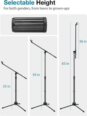 Microphone Stand, Boom Arm Mic Stand Floor Detachable Height Adjustable Heavy…