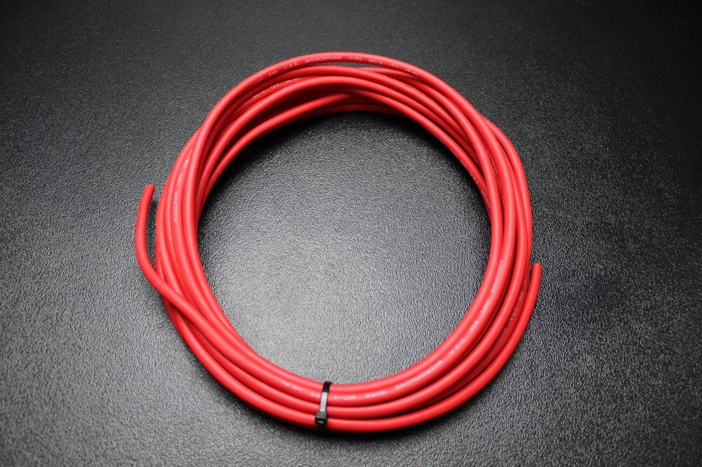 MICROPHONE CABLE RED 5 FT WIRE SHEILDED 100% COPPER NOISE FREE MIC CORD