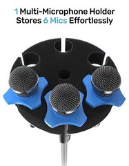 Multi Microphone Holder for Mic Stand – 2025 Upgrade Circular Tray with Foam …