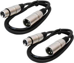 ADC2037X2 3 Ft XLR Female to XLR Male Microphone Cable (2-Pack)