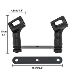 1-to-2 Mic Mount Bar, Microphone Holder, Fits Most Mic Stands, Boom Arms, Dual