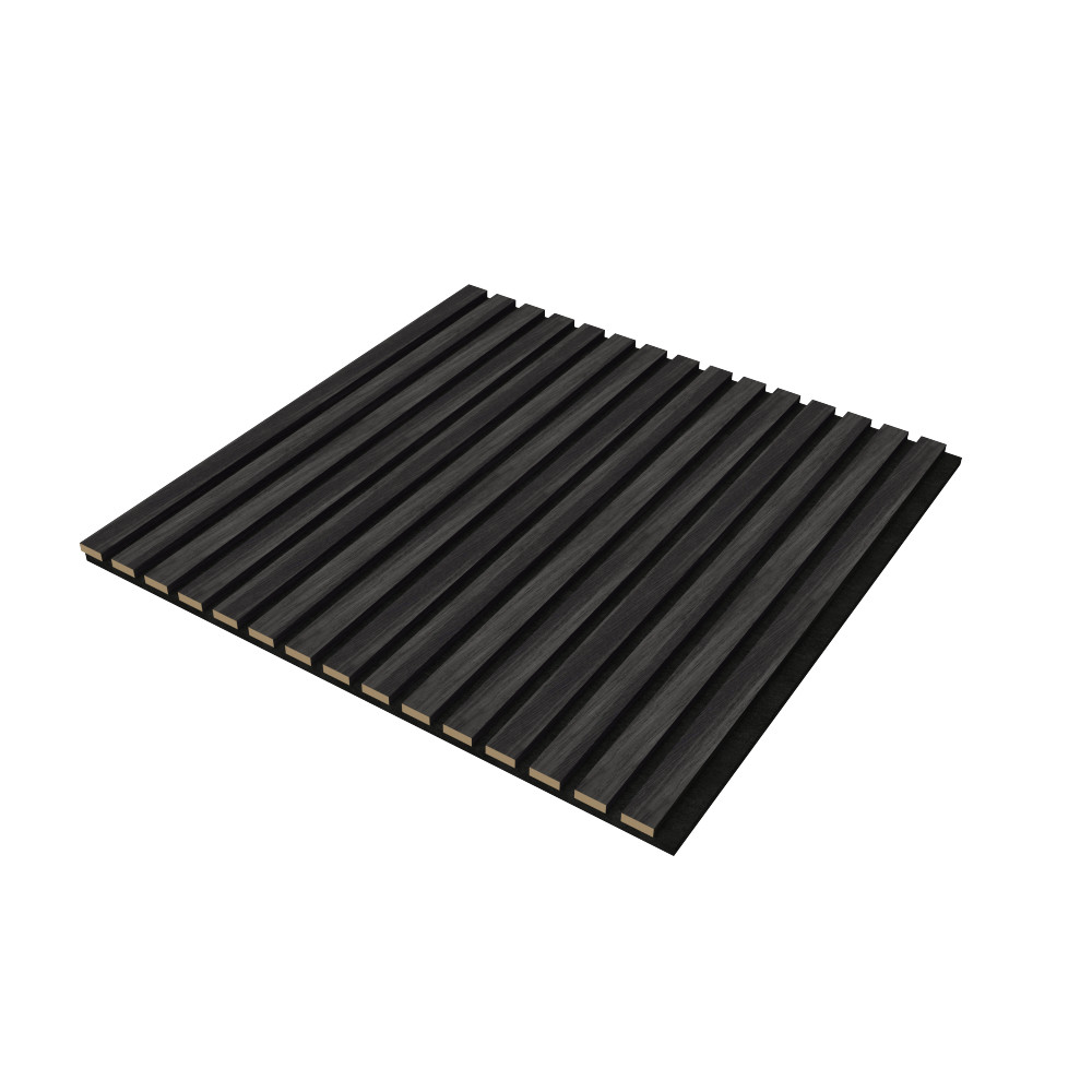 4PCS Matte Black–Acoustic Panels & Wooden Strip Acoustic Boards for Bedrooms