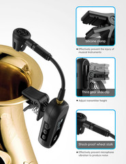 UHF Wireless Saxophone Microphone System with 8-Hour Battery Life