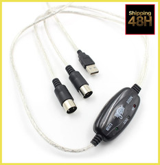 USB IN-OUT MIDI Interface Cable Converter to PC Music Keyboard Adapter Cord