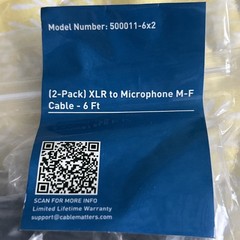 NEW Cable Matters 2pk Premium XLR to Cables – 6ft, Male Female 6 Feet UNOPENED