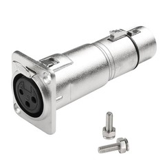 3Pin XLR Female to Female Panel Mount Microphone Adapter 5cm Cable Silver