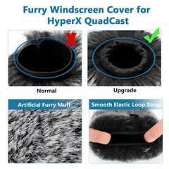 Pop Filter for Hyperx Quadcast s, Mic Foam Cover+Furry Cover Hyper X
