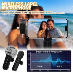 4pcs 2/3 in 1 Lavalier Wireless Microphone Audio Video Mic For iPhone Android