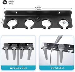 [2025 Upgrade ] Multi Microphone Holder for Mic Stand UP to 4, Black