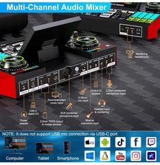 Podcast Microphone Bundle with Live Sound Board Audio Mixer, Podcast Equipment B