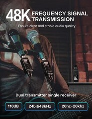 Wireless Microphone System UHF XLR Transmitter & Receiver, 48V Phantom Power, PA