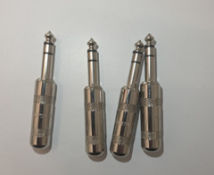 4 Qty, 1/4″ Audio Connectors, Stereo 6.35 mm Male Plug, TRS, Nickel