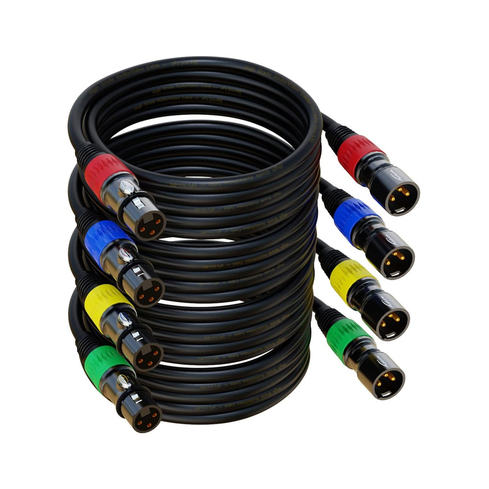 100Ft XLR Cable 4-Pack – Gold-Plated 3-Pin Mic & Speaker Cable