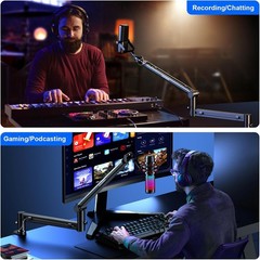 Microphone Arm Adjustable Boom Stand Low Profile Chrome-plated