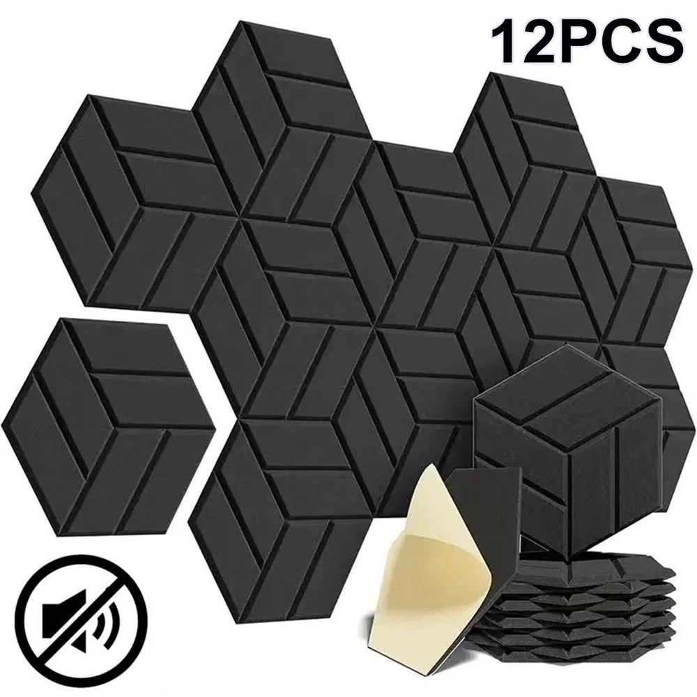 12 Pack Soundproof Foam Panels Noise Reduction Acoustic Panels Self-Adhesive Pad