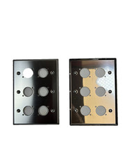 (2) Two Triple Gang Blank Wall Plate Six XLR Male / Female „D“ Stainless Steel