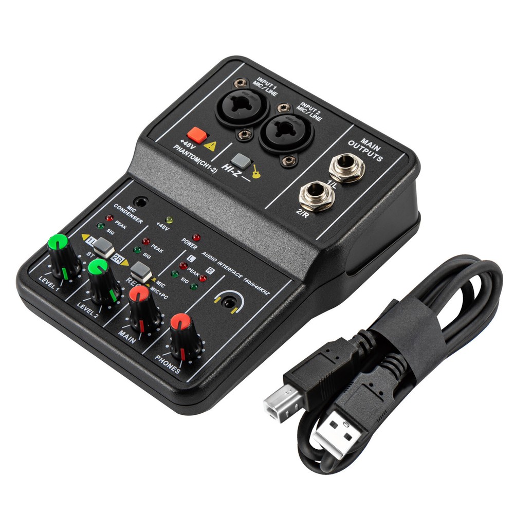 Bluetooth USB DJ Console +Sound Card Studio Mixer Mini Audio Mixer 2/4 Channel