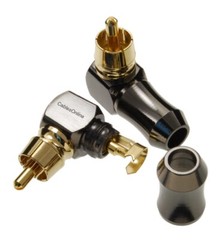 2-Pack RCA Right Angle Audio/Video Cable Male Metal Connectors