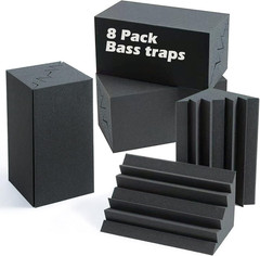 Acoustic Foam Bass Traps 8 Pack, 12″ X 7″ X 7″ Corner Bass Trap, Sound Absorbing