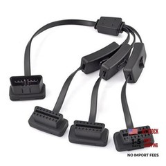 OBD2 OBDII 1 to 3 Ultra Low Profile 16 Pin Male to Flat 1 to 3 with Switch