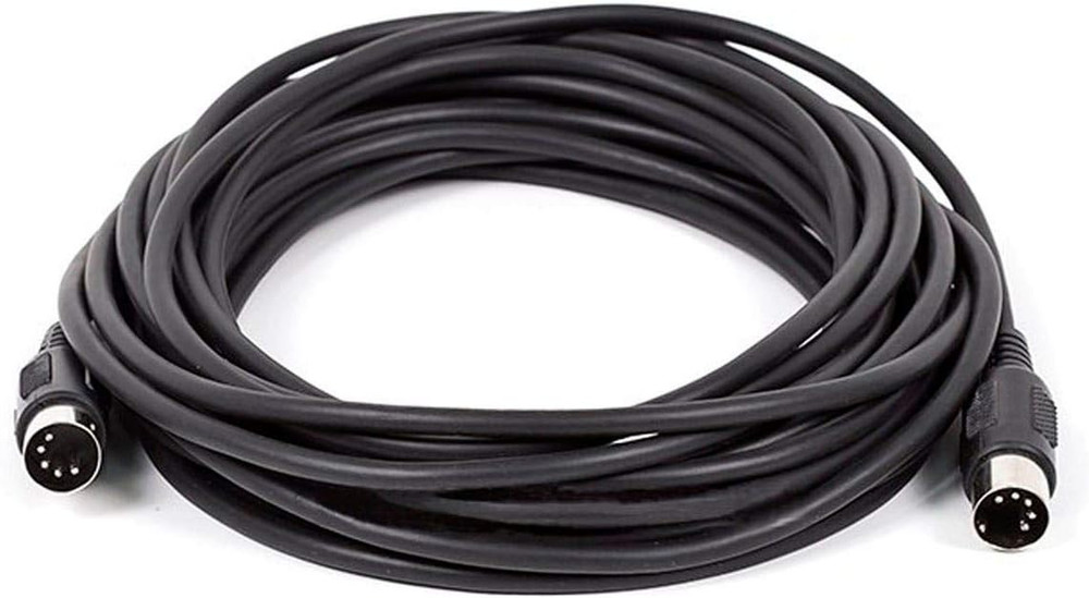 Monoprice MIDI Cable – 25 Feet – Black with Keyed 5-Pin DIN Connector, Molded Co