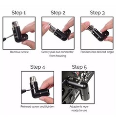 LyxPro XLR Angled Adapter Male To Female 4 Angle Positions 90 degree Mic Cable