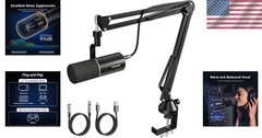 Versatile Dynamic Microphone Kit for Recording and Streaming – TD510+ Black