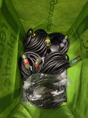 4 Pack XLR Audio Cable, Black / Multicolored end, 15ft