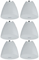 6 Rockville PEN-525T White 5.25″ 70V Hanging Pendant Speakers For Restaurant/Bar