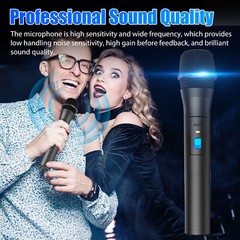2PCS Wireless VHF Microphone Professional Handheld Mic System Karaoke w/Receiver