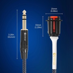 1/4 Inch Pass Through Cable Female Panel Mount to Male Adapter D-Type 2FT