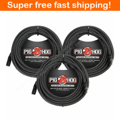 New – 3 Pack Pig Hog PHM100 XLR High Performance 8mm Microphone Cable, 100 Ft
