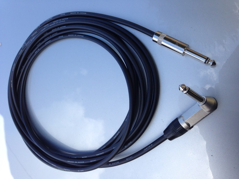 15FT Canare GS-6 w Neutrik Rean 1/4 TS Right Angle to 1/4 TS Guitar Patch Cable