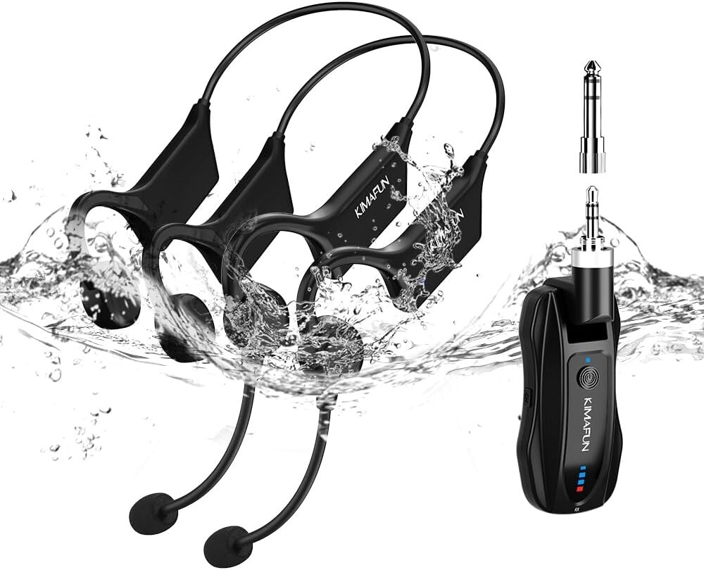 IMAFUN 2.4G Headset Dual Wireless Microphone Pair IP67 Waterproof Sweat Fitness