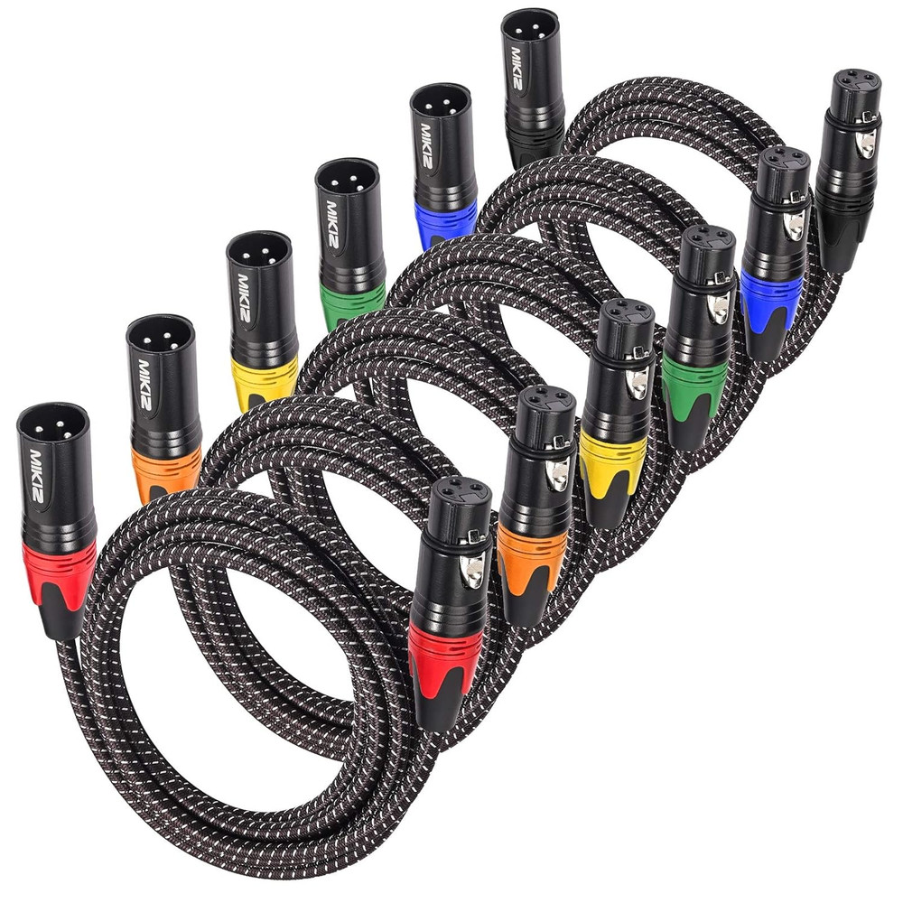 Premium 25Ft XLR Microphone Cables – 6 Pack Braided Dual Shielded 3-Pin