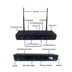 Audio UHF Wireless Microphone System 2CH Handheld Church Dynamic KaraoK Mic KTV