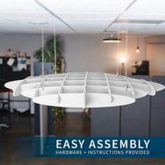 VIVO White Acoustic Ceiling Waffle Panel, PP-CW01W 45.7″ x x 5.1″,