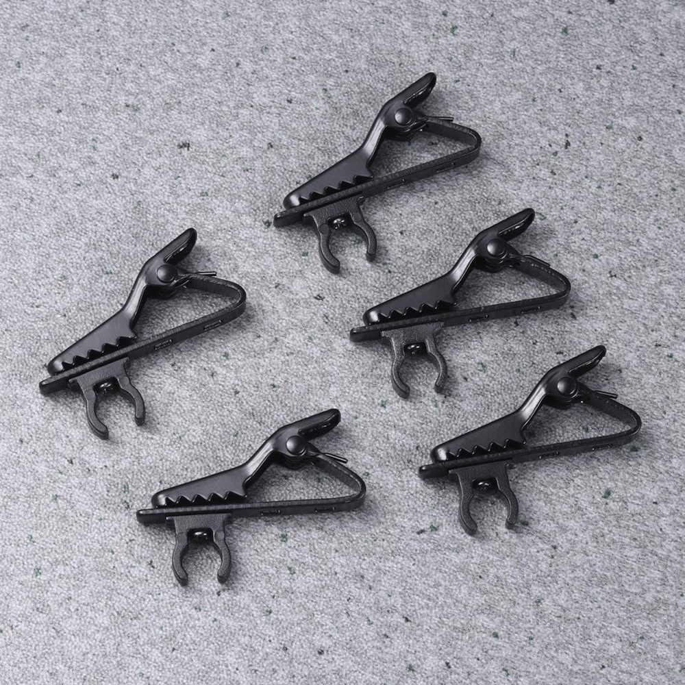 10Pcs Reusable Black Mic Clips Lapel Lavalier for Voice Recording and Video Chat