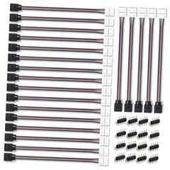 20 Pack LED 5050 RGB Solderless 4 Pin 10mm Connectors Kit,Strip to Power