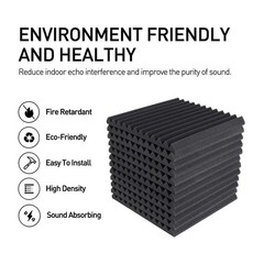 12 Pack Acoustic Foam Panels 1 X 12 X 12inch Soundproofing Noise Cancelling9496