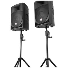 (2) Mackie SRM450V3 SRM450-V3 1000w 12″ Powered DJ PA Speakers+Crank-Up Stands