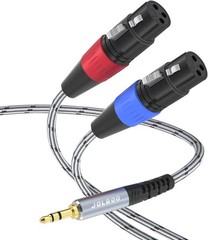 15′ Dual XLR Female to 3.5mm TRS Microphone Splitter Cable for Streaming