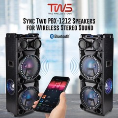 Bluetooth Portable Party Speaker Wireless Dual 12″ Subwoofer Deep Bass AUX LED