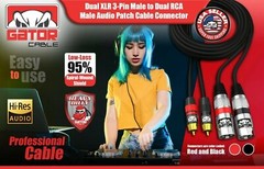 2-XLR Male to 2-RCA Male Cable Dual Patch Splitter Shielded Audio Stereo HD 5FT