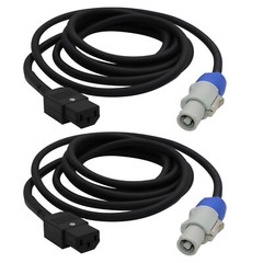 2PC 10ft 16AWG Stage Lighting Fixture PowerCon Gray to IEC-60320-C13 Power Cable