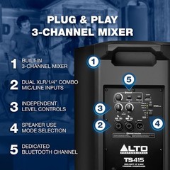 Hybrid DJ 2500W PA Speaker with Bluetooth, DSP & Pole Mount Capability