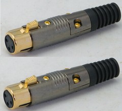 Pack of 2 Gold Plated 3 Pin XLR Female Mic Connector – Black